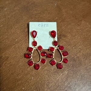 NWT Red and Gold Gemstone Earrings by Cara